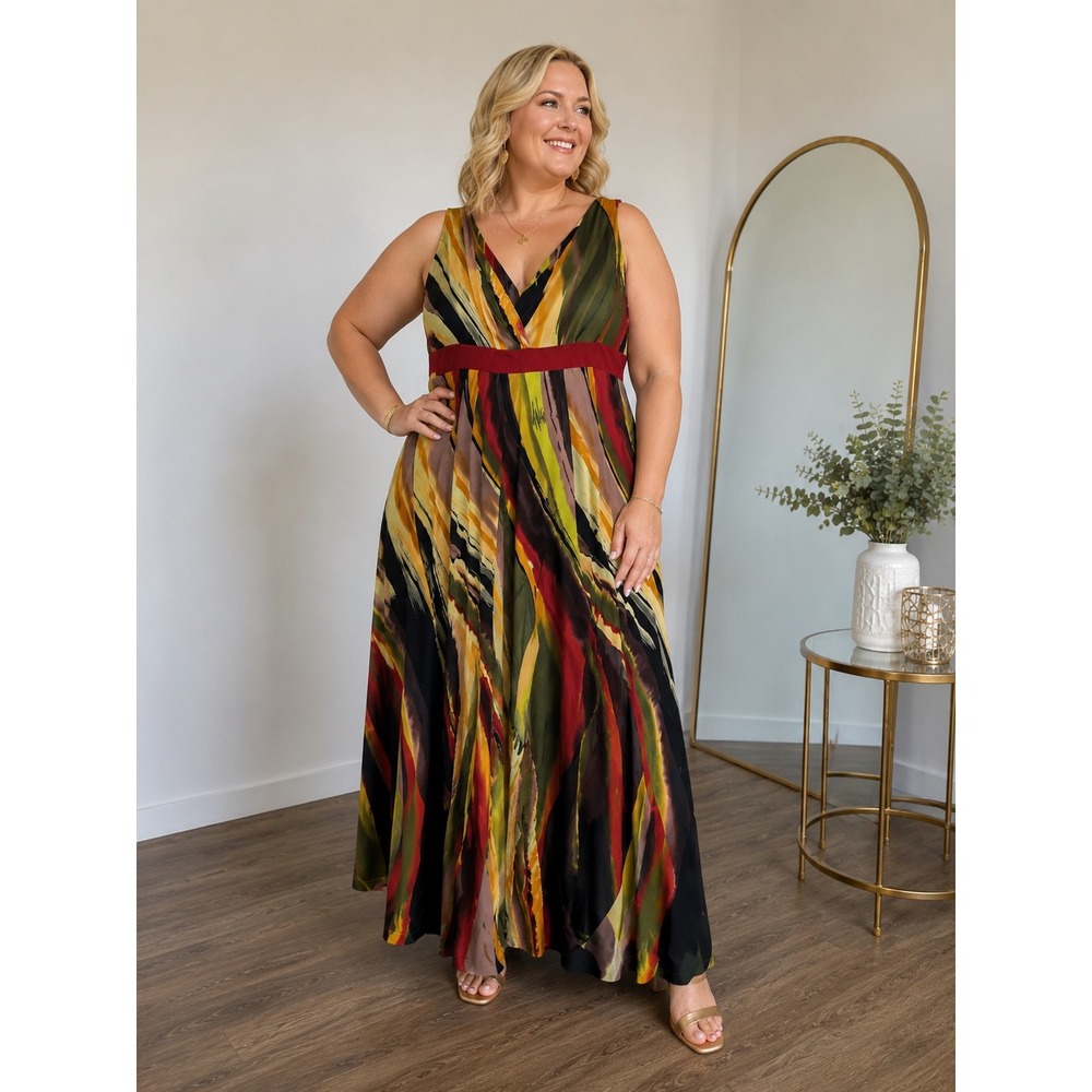 IGIGI By Yuliya Raquel Abstract Maxi Dress Plus Size 26 28 Art Print Sleeveless